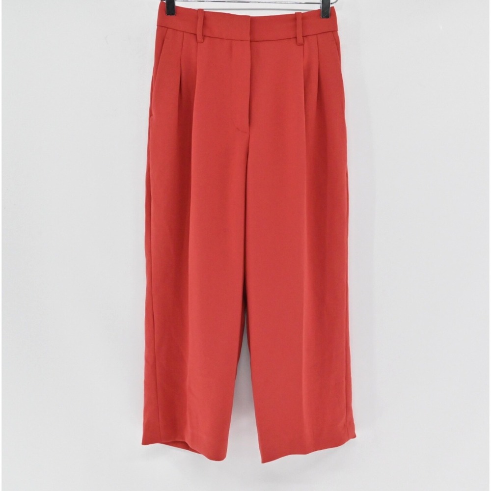 Aritzia Wilfred The Effortless Pants Womens Size 2 Red Pleated High Rise Career